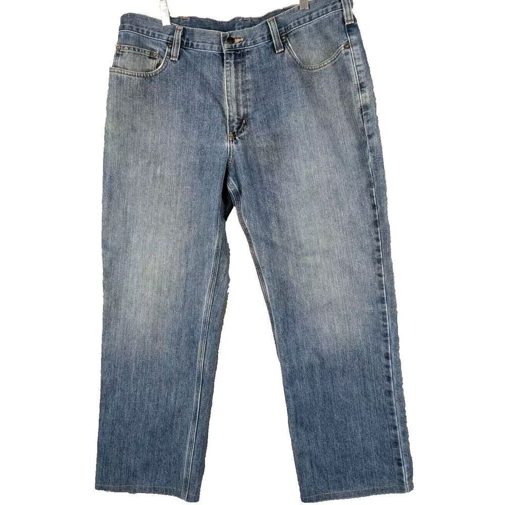 Carhartt Denim Jeans Men's 36x27 Blue Relaxed Straight Leg Casual Medium Wash